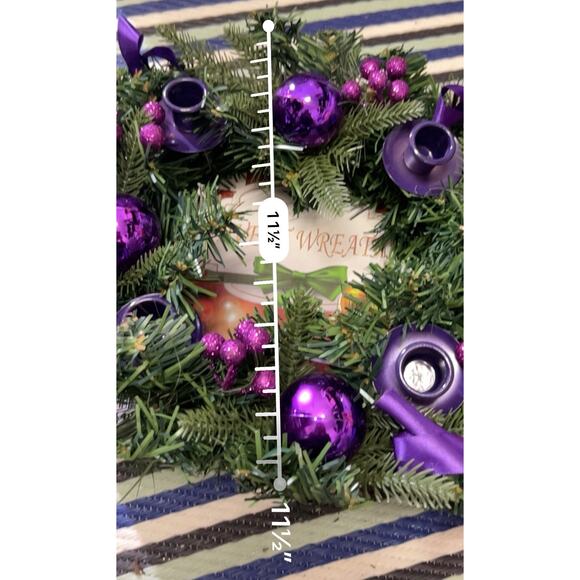 Christmas Advent Wreath Purple Ribbon 22” New - Picture 3 of 3